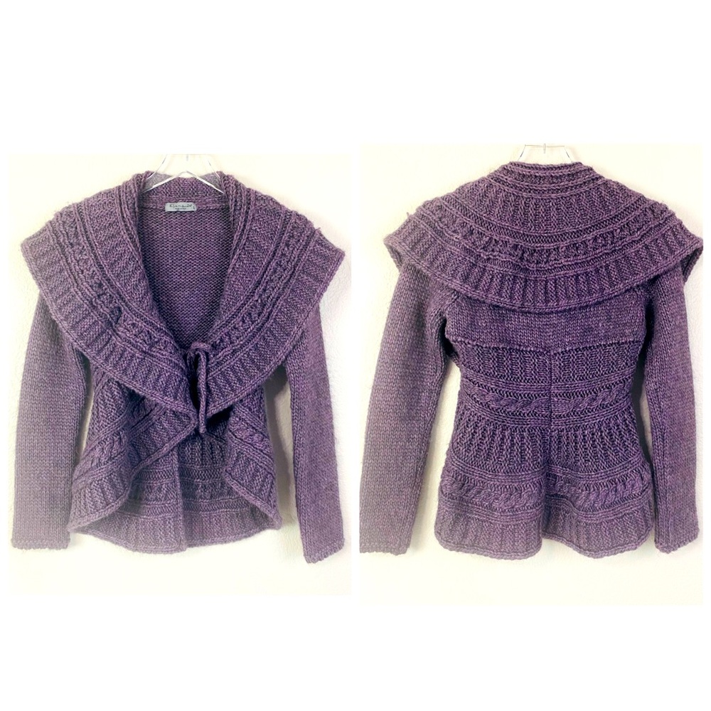 Elsamanda Purple Chunky Knit Circle Alpaca Wool Blend Sweater Size S